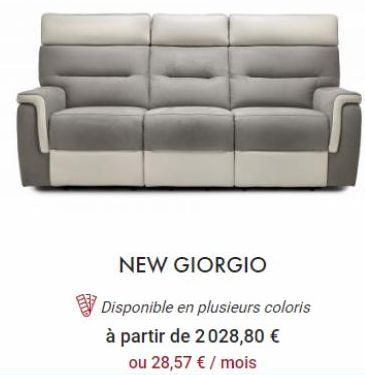 NEW GIORGIO  Disponible en plusieurs coloris  à partir de 2028,80 €  ou 28,57 € / mois 