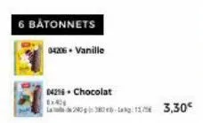 6 båtonnets  04206. vanille  04216+ chocolat ex2  240-13.30 