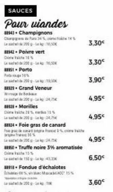 wood  laswida 200-3 89929. morilles  20% 15% la 200 g-lg24,75€  824 foie gras de canard  fue gra de catre franc% 430%  200 - 24.0  850 truffe noire 3% aromatisée chiw 15% l150-43x  83918. fondue d'éch