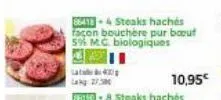 86418-4 steaks hachés façon bouchère pur bout 5% m.c. biologiques 