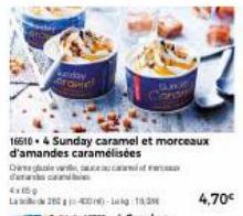 day  165104 Sunday caramel et morceaux d'amandes caramélisées  Daca  4x150  La 2800-1  4,70€ 