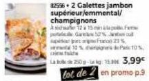 825562 Galettes jambon supérieur/emmental/ champignons  Asie 12 a 15 alapf por 5% api gagnr  10% duriors de Pas 10%  La 250g-15.306 3,99€ lot de 2 en promo p.9 