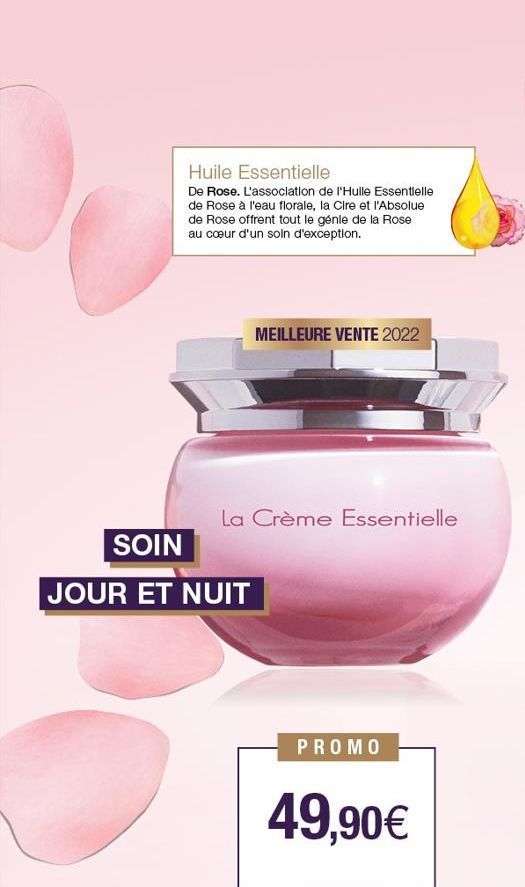 Huile Essentielle  De Rose. L'association de l'Hulle Essentielle de Rose à l'eau florale, la Cire et l'Absolue de Rose offrent tout le génie de la Rose au cœur d'un soin d'exception.  MEILLEURE VENTE 