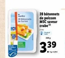 dufaike  nautica  28 bátonnets de surimi  sans  28 bâtonnets de poisson msc saveur crabe  n°240  product  33.⁹. 