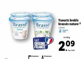 brassé  de bob nature  brassé  yaourts brebis brassés nature (2)  5614811 prodal  4x125g  2.09  tkg-430€ 
