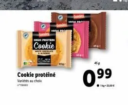 high protein  cookie  white chele & als  13.5.2  cookie protéiné  variétés au choix  s  high pro  high p  459  0.9⁹⁹  1kg 22,00 € 