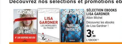 LE SAUT  DE L'ANGE  N°1 DU SUSPENSE AUX USA  LISA GARDNER  LES MORSURES DU PASSÉ  GARDNER  190  FAMILLE PARFAITE  SÉLECTION EBOOKS LISA GARDNER  Albin Michel  Découvrez les ebooks de Lisa Gardner !  3