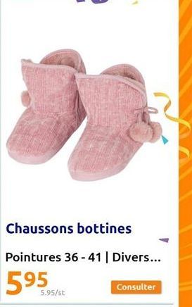 Chaussons bottines  Pointures 36-41 | Divers...  59595/st  5.95/st  Consulter 