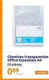 Office  0.04/st  A4 PUNCHED POCKETS PP  Chemises transparentes Office Essentials A4 20 pièces  089  offre sur Action