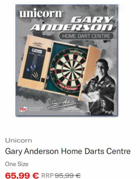 unicorn  GARY  ANDERSON  HOME DART CENTRE  icorn  1*  A SON  PDC  Unicorn  Gary Anderson Home Darts Centre  One Size  65,99 € RRP 95,99 € 