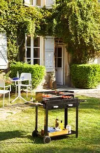 Barbecue charbon bois grilles 134x49.5x93.5cm offre à 144,9€ sur Brico Cash