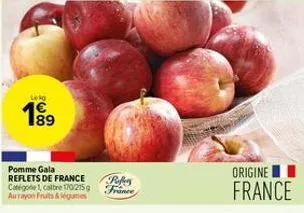 lekg  199⁹  89  pomme gala reflets de france  refers  catégode 1, cabre 1702159 france aurayon fruits & légumes  origine france 