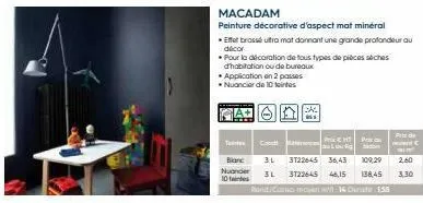 s  cod pc hp dug  macadam  peinture décorative d'aspect mat mineral  •effet brossé ultra mat donnant une grande profondeur au  decor  pour la décoration de tous types de pièces séches d'habitation ou 