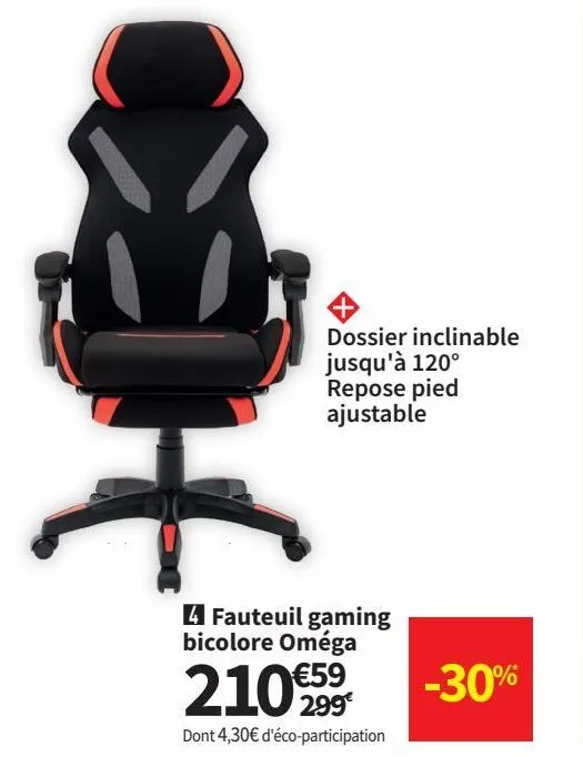 fauteuil gaming bicolore omega