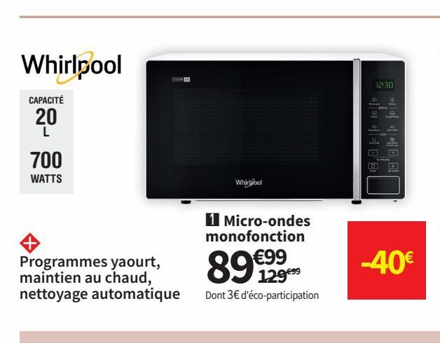 micro-ondes monofonction Whirlpool