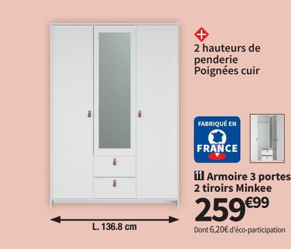 armoires 3 portes 2 tiroirs Minkee