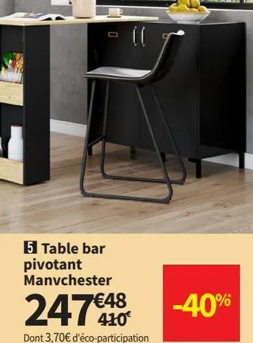 table bar pivotant manvchester