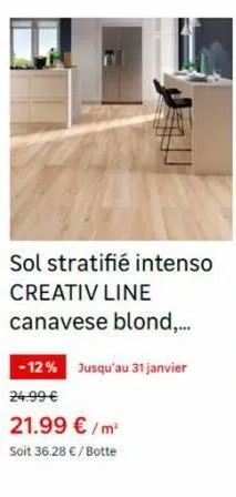sol stratifié intenso creativ line canavese blond,...  - 12% jusqu'au 31 janvier 24.99 €  21.99 €/m²  soit 36.28 € / botte 