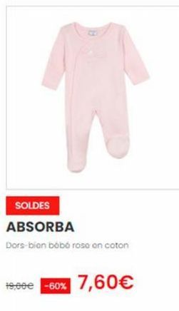 SOLDES  ABSORBA  Dors-bien bébé rose en coton  19:00€ -60% 7,60€ 