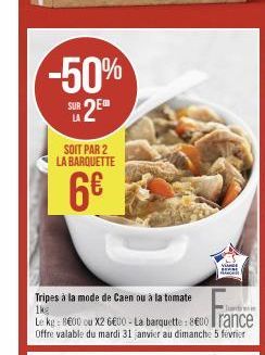 -50%  SUR  SOIT PAR 2 LA BARQUETTE  6€  