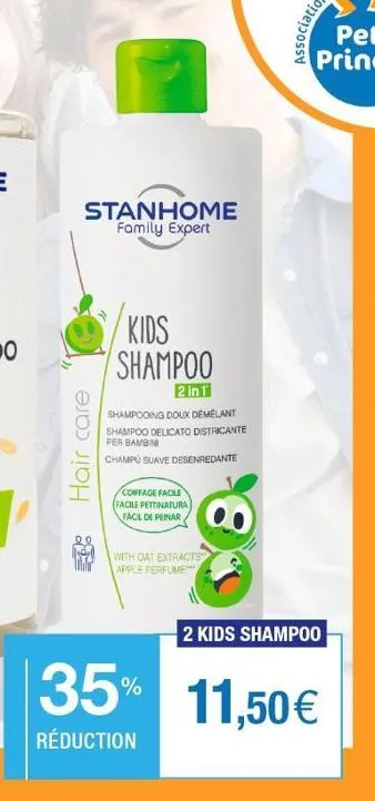stanhome family expert  hair care  kids shampoo  2in1  shampooing doux demélant shampoo delicato districante per bambini champu suave desenredante  coffage facile  facile pettinatura facil de peinar  