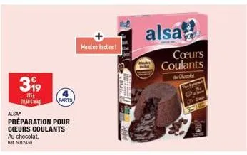 alsa  399  275 macie  parts  préparation pour cœurs coulants au chocolat. ret. 5012430  moules incles!  alsa  cœurs coulants  chocolat 