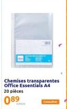 Office  M PUNCHED POCKETS PP  0.04/st  Chemises transparentes Office Essentials A4  20 pièces  089  Consulter  offre sur Action
