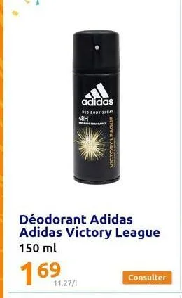 adidas  deo body sprat  48h  france  11.27/1  déodorant adidas  adidas victory league  150 ml  169  victory league  consulter  