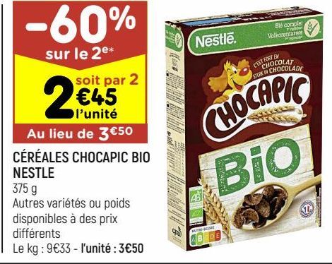 céréales chocapic bio Nestlé