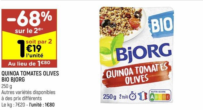 quinoa tomates olives bio Bjorg