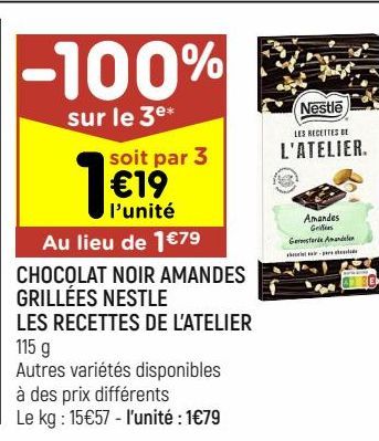 chocolat noir amandes grillées nestle Nestlé les recettes de l'atelier