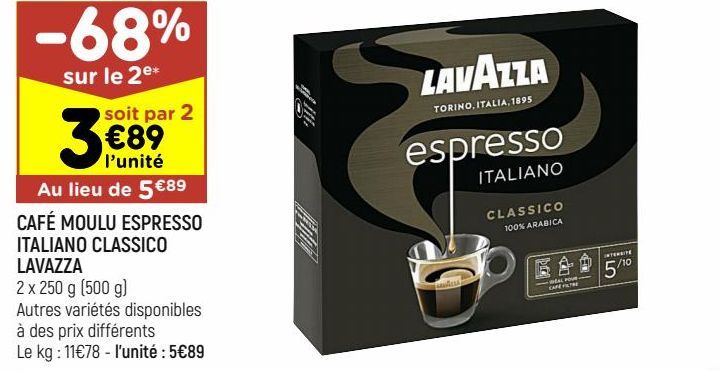 café moulu espresso italiano classico lavazza