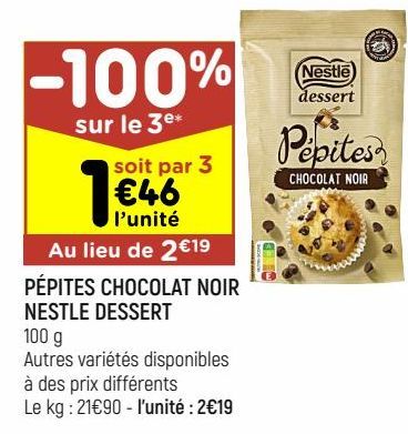 pépites chocolat noir Nestlé dessert