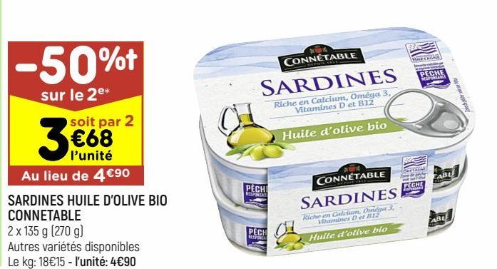 sardines huile d'olive bio Connetable