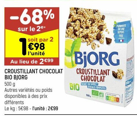 croustillant chocolats bio Bjorg