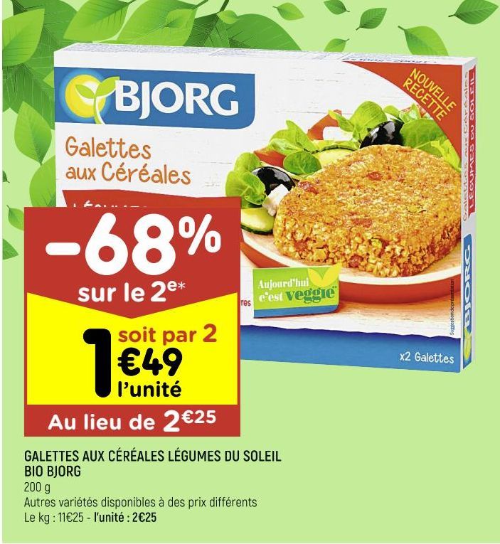 galettes aux céréales légumes du soleil bio Bjorg