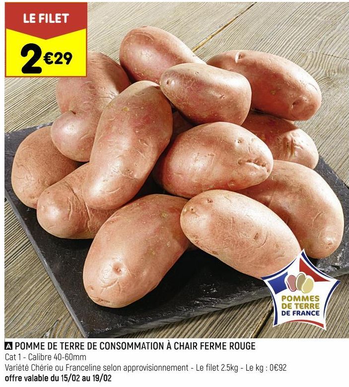 pommes de terre de consommation à chair ferme rouge