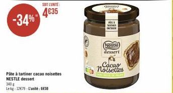 pâte à tartiner cacao Nestlé