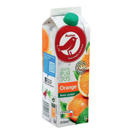 PUR JUS D'ORANGE AVEC PULPE AUCHAN 