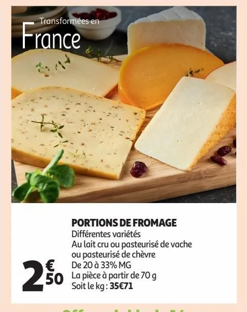 portions de fromage