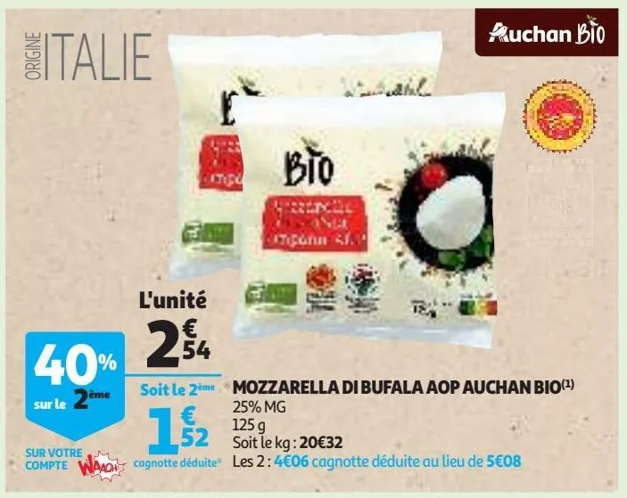 mozzarella di bufala aop auchan bio(1)