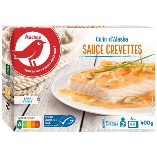 colin d'alaska sauce crevettes surgelé auchan