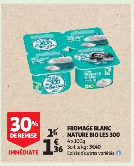 FROMAGE BLANC NATURE BIO LES 300