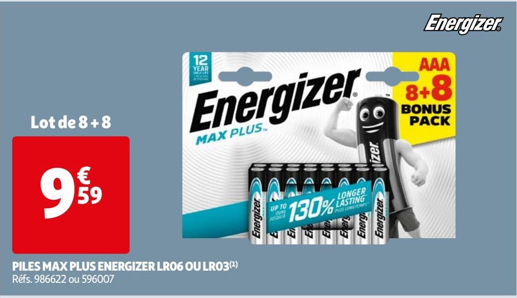 PILES MAX PLUS ENERGIZER LR06 OU LR03