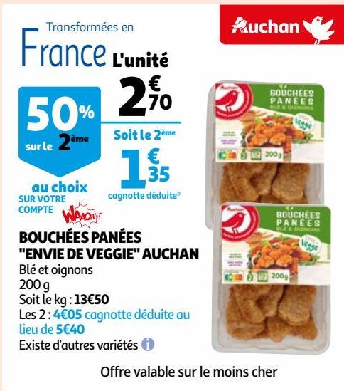 BOUCHÉES PANÉES "ENVIE DE VEGGIE" AUCHAN