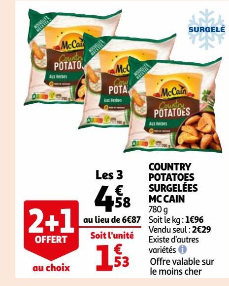 COUNTRY POTATOES SURGELÉES MC CAIN