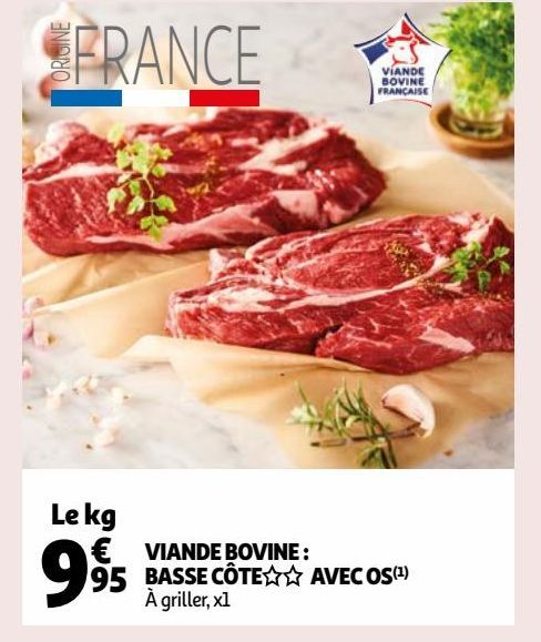 VIANDE BOVINE : BASSE CÔTE AVEC OS