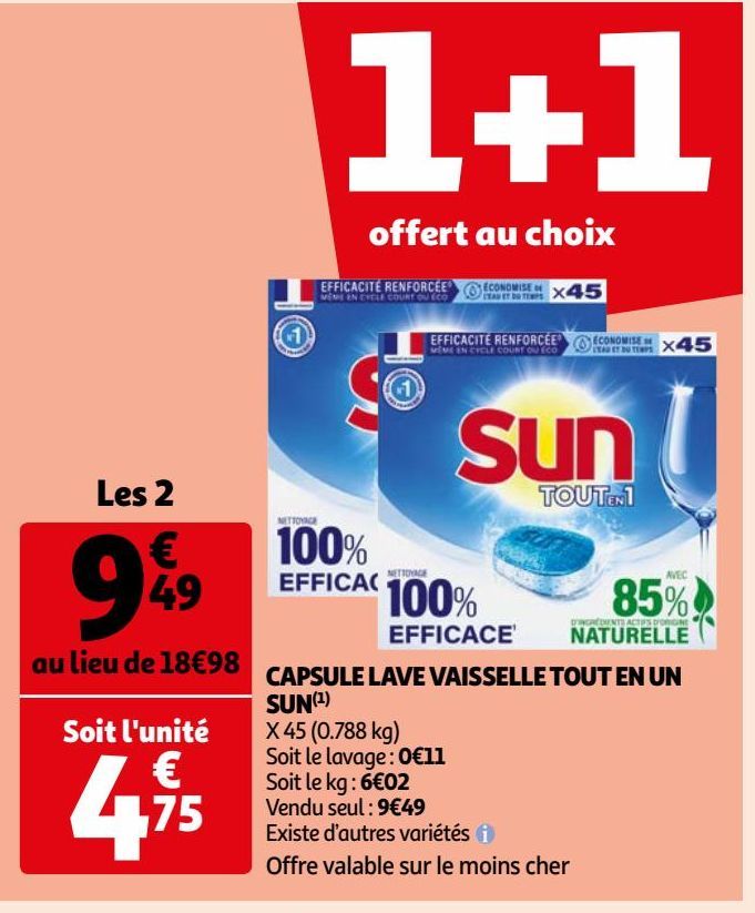 CAPSULE LAVE VAISSELLE TOUT EN UN SUN