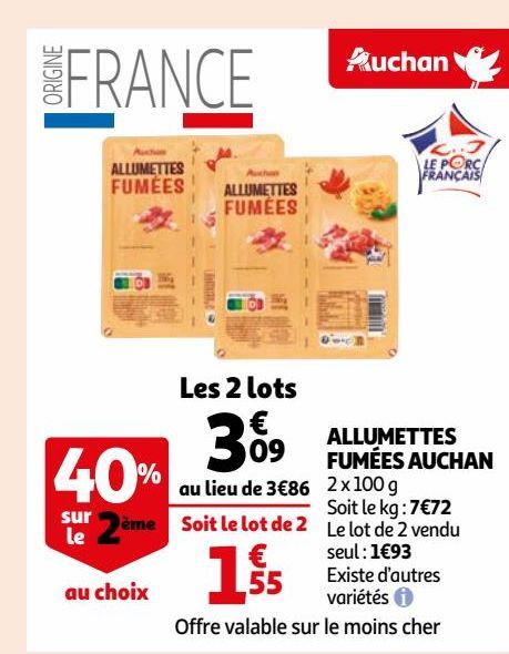 ALLUMETTES FUMÉES AUCHAN