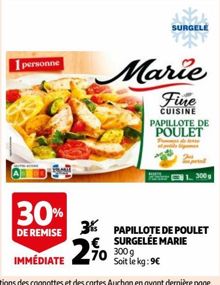 PAPILLOTE DE POULET SURGELÉE MARIE